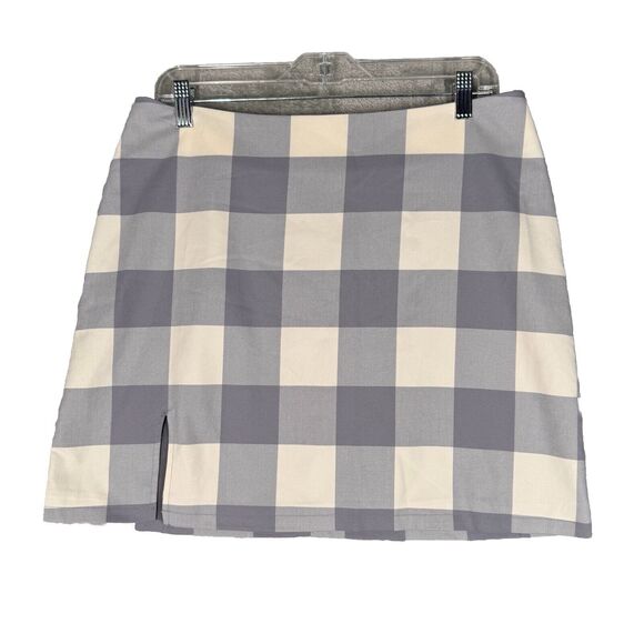 Monki Dresses & Skirts - Monki Skirt Women Medium White Gray Elin Gingham Plaid Mini Casual Picnic Preppy